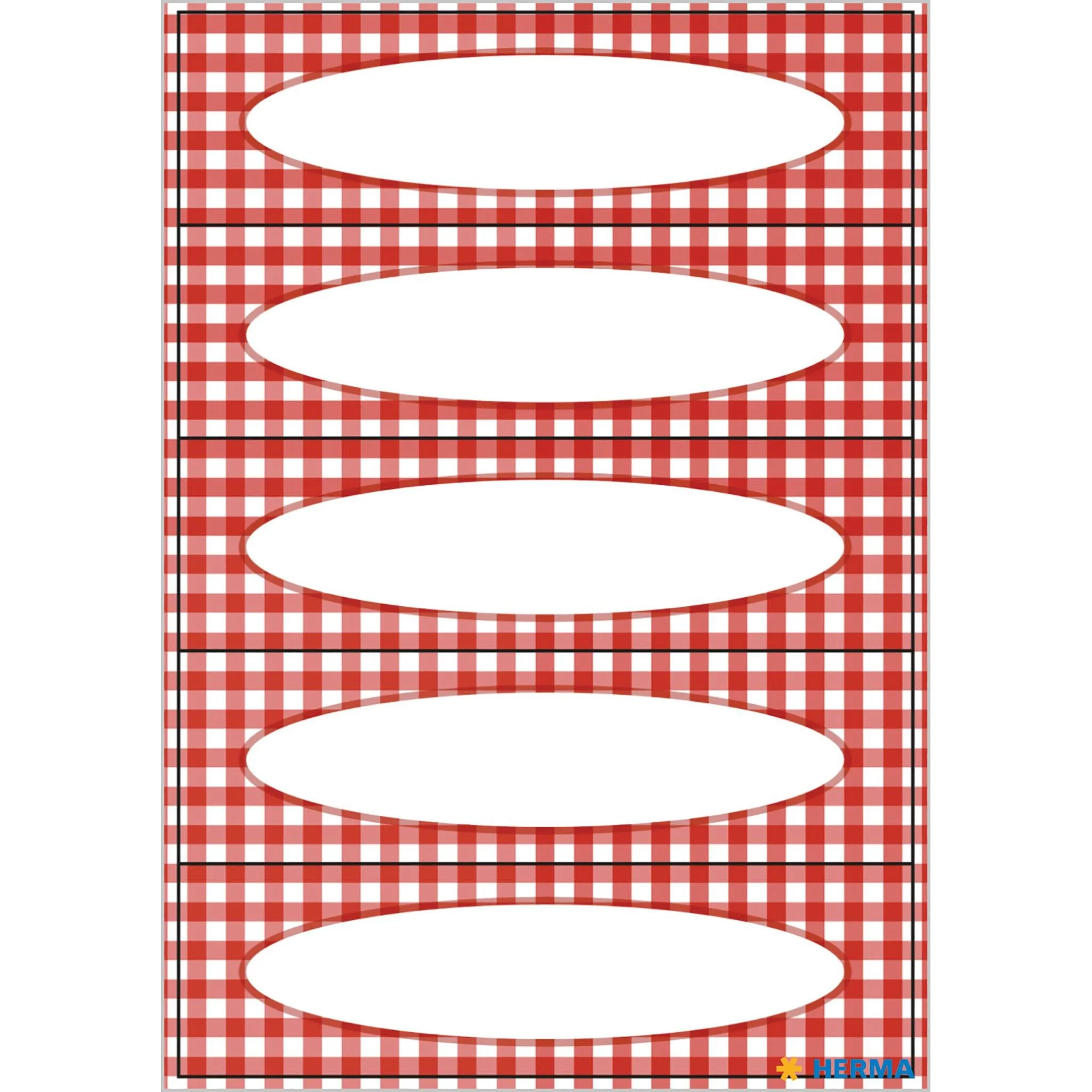Etikettenpapier 76 × 23 mm – Schmucketiketten „Vichy-Karo Rot“